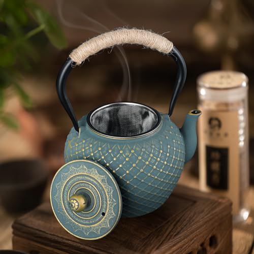 Cast Iron Teapot for Stove Top with Stainless Steel Infuser