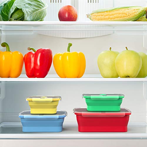 Silicone Food Storage Containers with BPA Free Airtight Plastic Lids (4 Count)