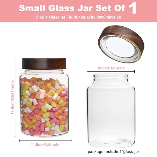 40 oz Glass Jar with Wooden Screw Lid 1200ml Airtight Coffee Sugar Container Clear Food Storage Canisters Bottle for Spice Herb Kitchen Tea Overnight Oats Bar Parfait Snacks