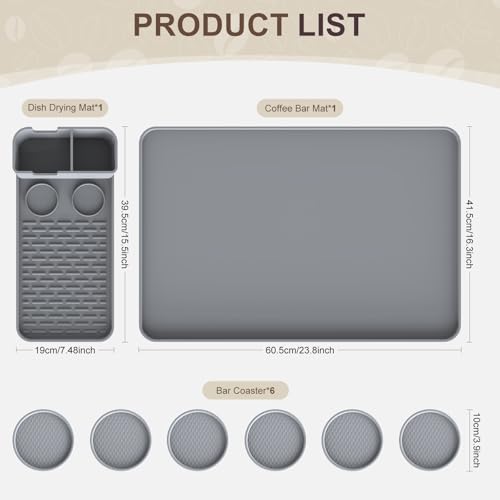 Silicone Coffee Mat with 6 Coasters (7 Count)