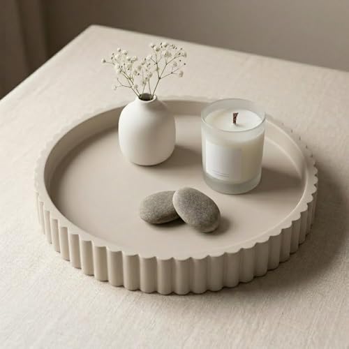 13 Inch Concrete Round Tray Home Decor for Coffee Table Decor
