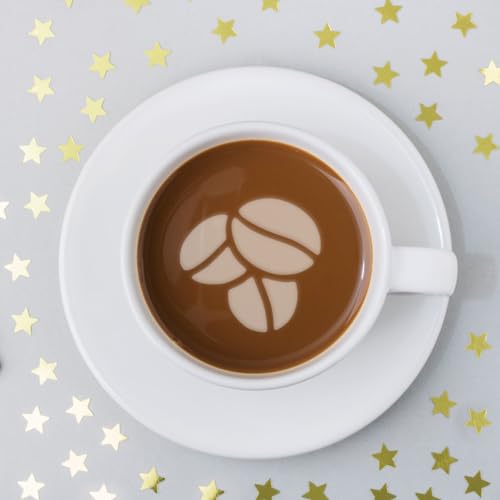 4pcs Golden Practical Latte Stainless Steel Reusable Stencils Mould Sugar DIY Baking Art Gold Decorating Cake Milk Cappuccino Templates Painting Tool Sieve Pattern Coffee Store (4 Count)