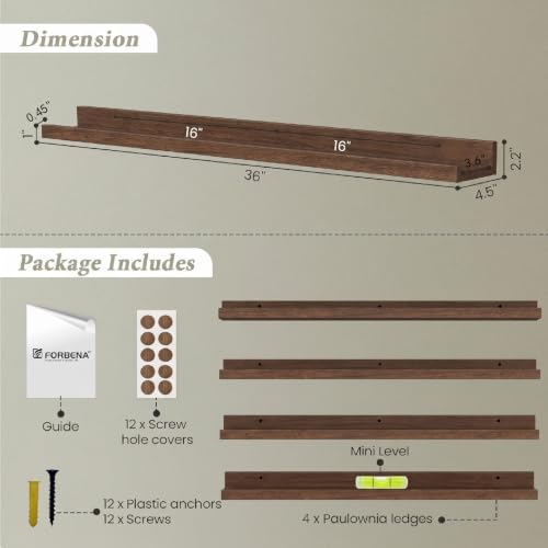 36 Inch Picture Ledge Shelf (4 Count)