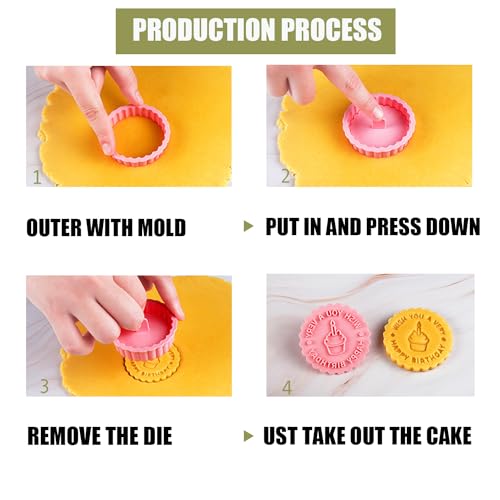 8PCS Happy Birthday Cookie Cutter Sets 3D Plastic Cookie Cutters with Plunger Stamps Pressable Biscuit Mold Cookie Molds Cake Baking Fondant Cutter Birthday Party DIY Cookie Decorating Supplies (8 Count)