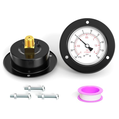 30inHG~30PSI Black Front Flange Panel Mount