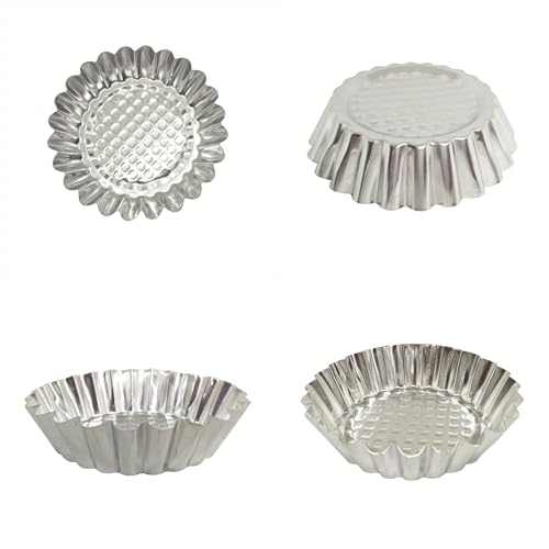 Set of 20, 3-3/4" Fluted Design Round Shape Non-stick Aluminum Tart Mold, Mini Pie Tin, Tartlet Pan (20 Count)