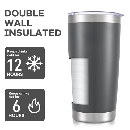 20 oz Tumbler with Lid Stainless Steel Insulated Tumblers Bulk Cups Mug (8 Count)