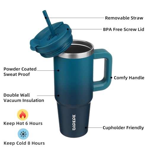 30 oz Insulated Tumbler with Handle & Straw
