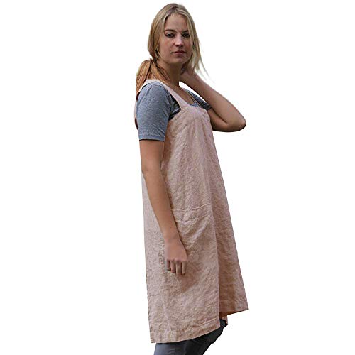 Women's Pinafore Square Apron Baking Cooking Gardening Works Cross Back Cotton