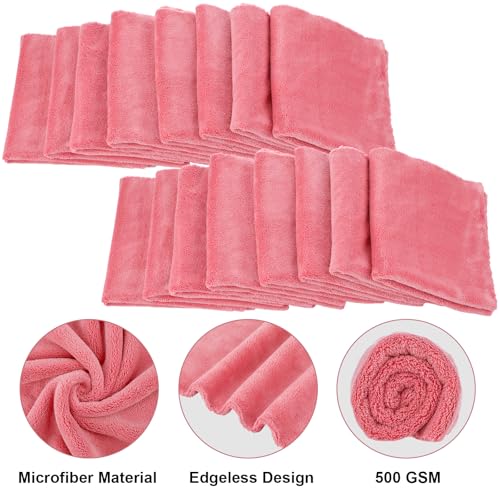 30 Pcs 16 x 16 Inch Edgeless Microfiber Plush Towels for Cars Detailing Drying Wash Polishing Absorbent Cleaning Cloths (30 Count)