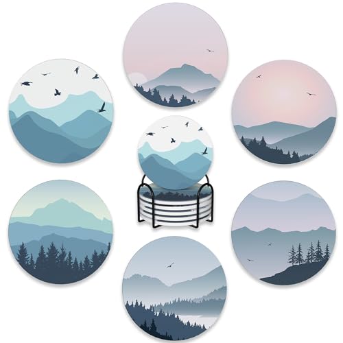 Drink Coasters Set of 6 with Holder