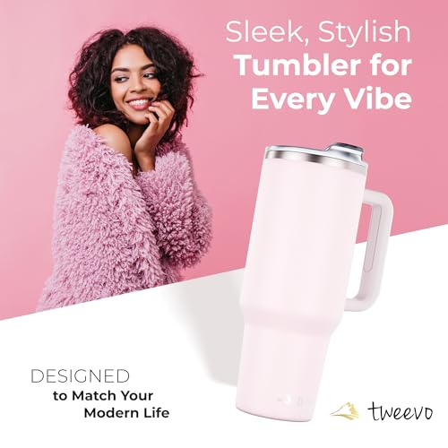 40 oz Tumbler With Handle and Straw Made of Stainless Steel