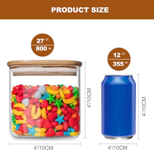 Glass Food Storage Jars 27oz Set of 6 (6 Count)