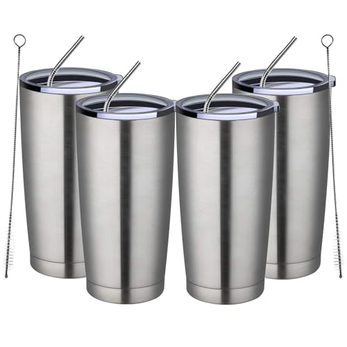 20oz Tumbler 4 Pack Double Wall Vacuum Insulated Travel Mug Bulk (4 Count)