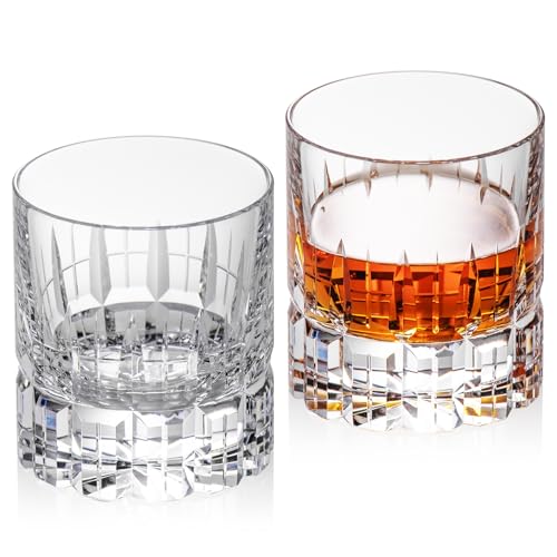 Crystal Whiskey Glasses Set of 2 Hand Blown Old Fashioned Glasses (2 Count)