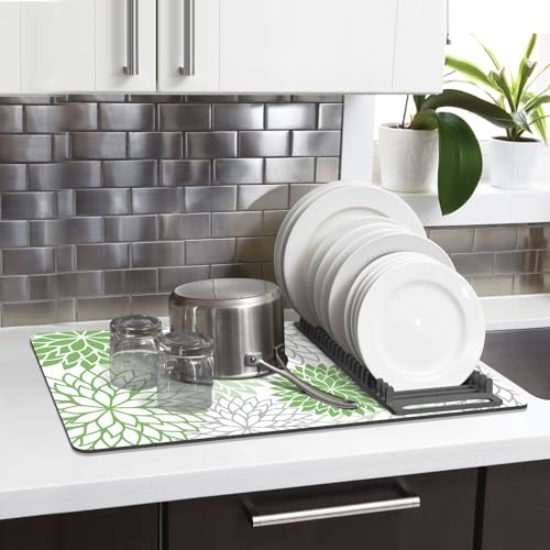 2PCS 12" x 20" Dish Drying Mat & 24" x 5.5" Sink Splash Guard (2 Count)