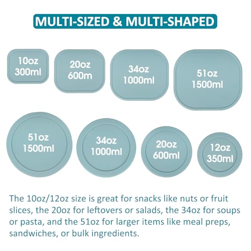 100% Silicone Food Storage Containers with Lids (8 Count)
