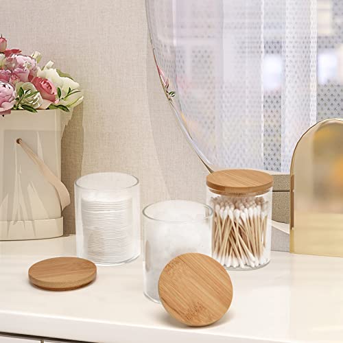 3 Pack Glass Qtip Holder Dispenser for Cotton Ball (6 Ounce)