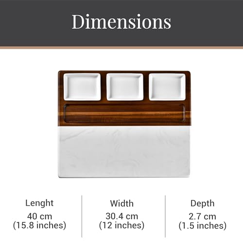 Wood Marble Cheese Board Set
