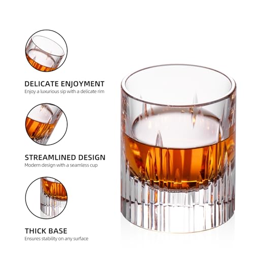 Crystal Whiskey Glasses Set of 2 Hand Blown Old Fashioned Glasses (2 Count)