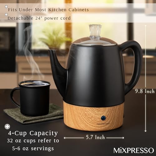 4 Cup Black Small Electric Percolator Coffee Pot (4 Count)