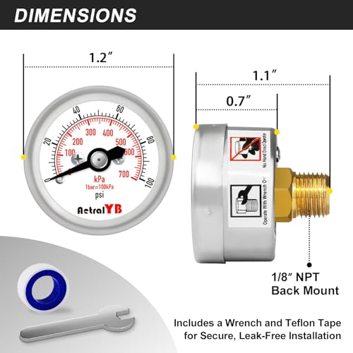 100Psi 700Kpa Mini Pressure Gauge