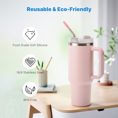Repeatable Metal Straw with Silicone Tips for 40 oz Stanley Tumbler
