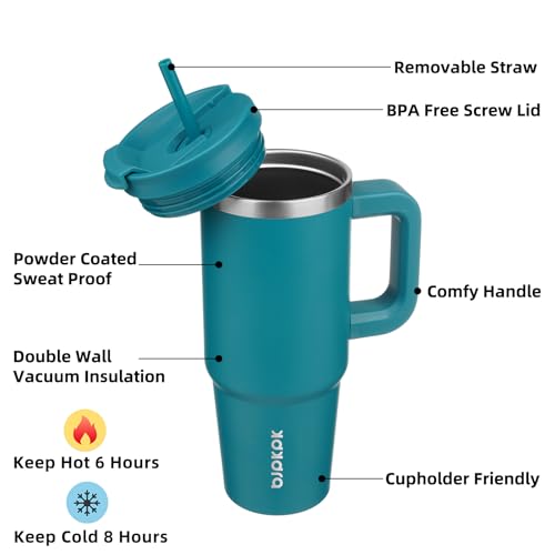 30 oz Insulated Tumbler with Handle & Straw