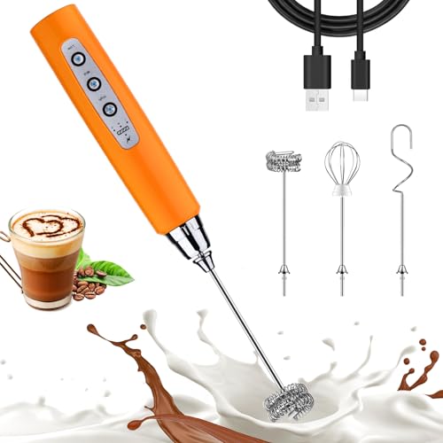 Orange Milk Frother Wand for Coffee