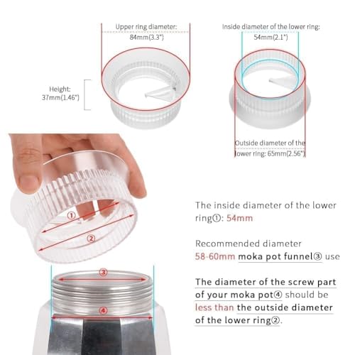 54mm Moka Pot Dosing Funnel & Distributor for 3 Cup Moka Pot