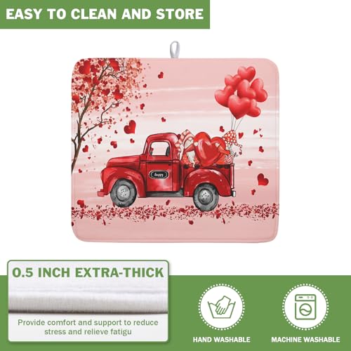 Valentine's Love Truck Dish Drying Mat