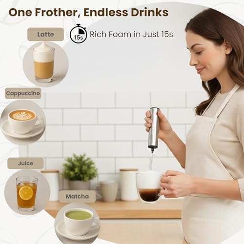 Milk Frother Rechargeable 3 Speed Electric Coffee Foamer for Travel