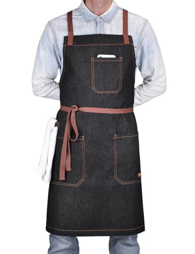 Mens Womens Cooking Apron with Cross Back Straps