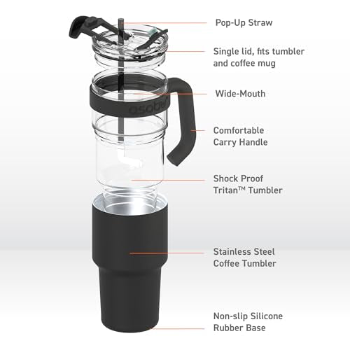 Extra Large Travel Explorer Tumbler for Hot and Cold with Stainless Steel Removable Coffee Mug Sleeve