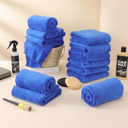 30 Pcs 16 x 24 Inch Edgeless Microfiber Plush Towels for Cars Detailing Drying Wash Polishing Absorbent Cleaning Cloths (30 Count)
