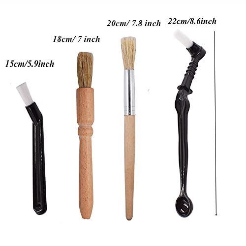 8 Pieces Coffee Brush Set Professional Espresso Brush Kit Include Wooden Coffee Grinder Machine Cleaning Brush and Nylon Espresso Brush for Coffee Machine Group Head