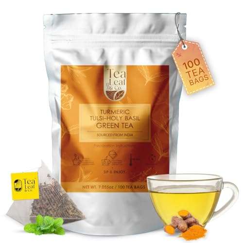 Tealeaf & Co. Turmeric Tulsi Holy Basil Green Tea (50 Count)