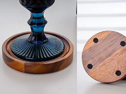 Acacia Wood Cork Coasters with Holder (6 Count)