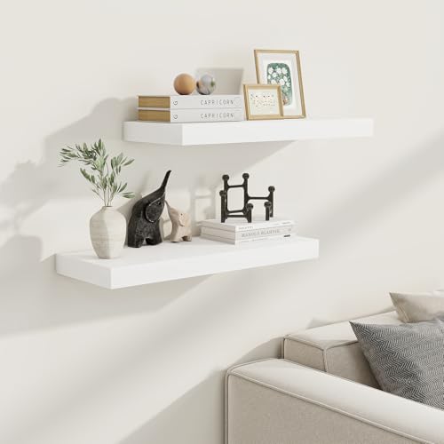 White Floating Shelves 24 Inch Long (2 Count)