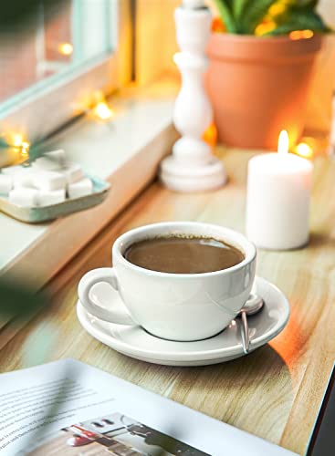 8 oz Cappuccino Cups with Saucers (4 Count)