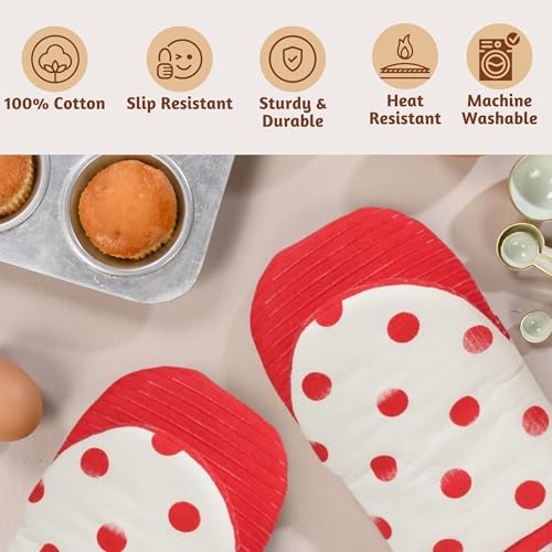 Oven Mitts Polka Dot Red (2 Count)