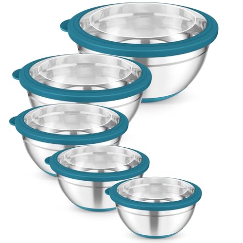 Mixing Bowls Salad Bowls with Transparent Airtight Lids (5 Count)