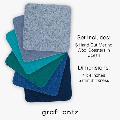 Bierfilzl Merino Wool Square Coasters Set of 6 (6 Count)