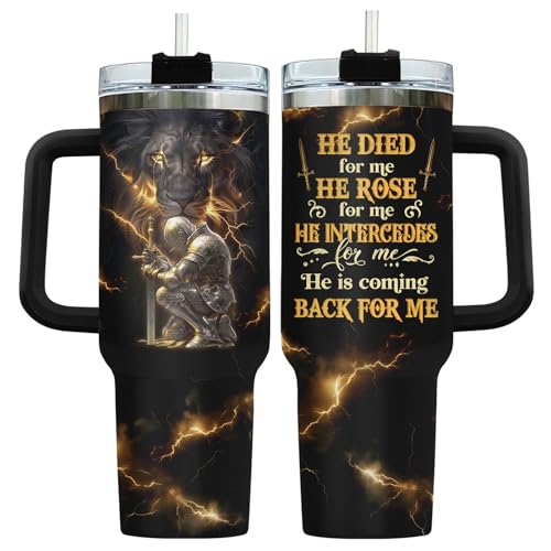 Christian Lion Faith 40 oz Tumbler with Handle
