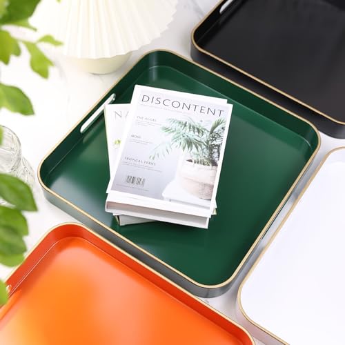 Green Square Decorative Tray with Handles