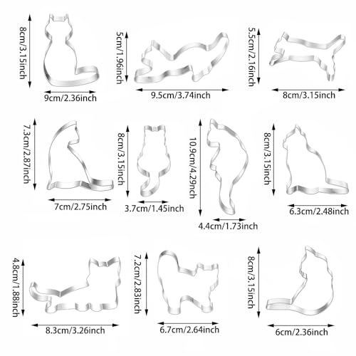 Cat Shaped Cookie Cutters Set (10 Count)