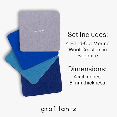 Bierfilzl Merino Wool Square Coasters Set of 4 (4 Count)