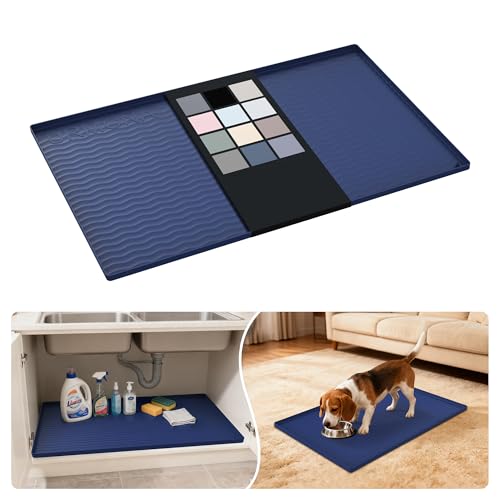 Waterproof Silicone Under Sink Mat 34'' x 22'' Shelf Liner for Kitchen and Bathroom