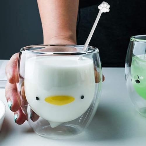 Duck Mug Cute Mugs Glass Double Wall Insulated Glass Espresso Cup