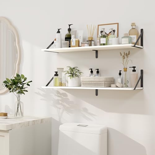 White Deep Floating Shelves for Wall (2 Count)